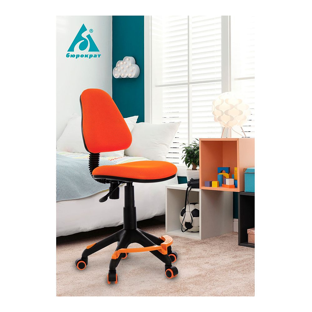 Кресло для детей Бюрократ "KD-4-F", ткань, пластик, голубой - 2