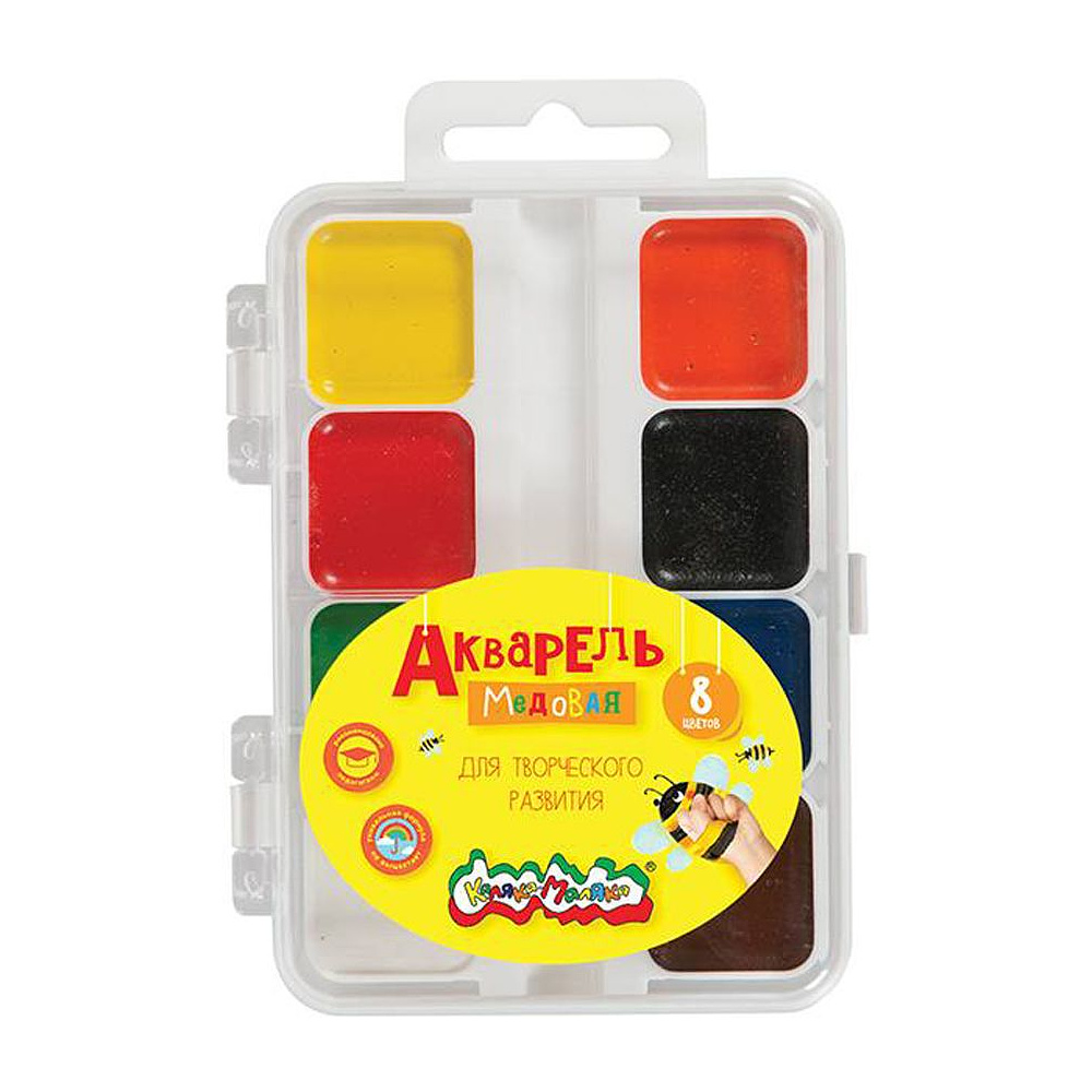 Краски акварельные "Каляка-Маляка", 8 цветов, ассорти
