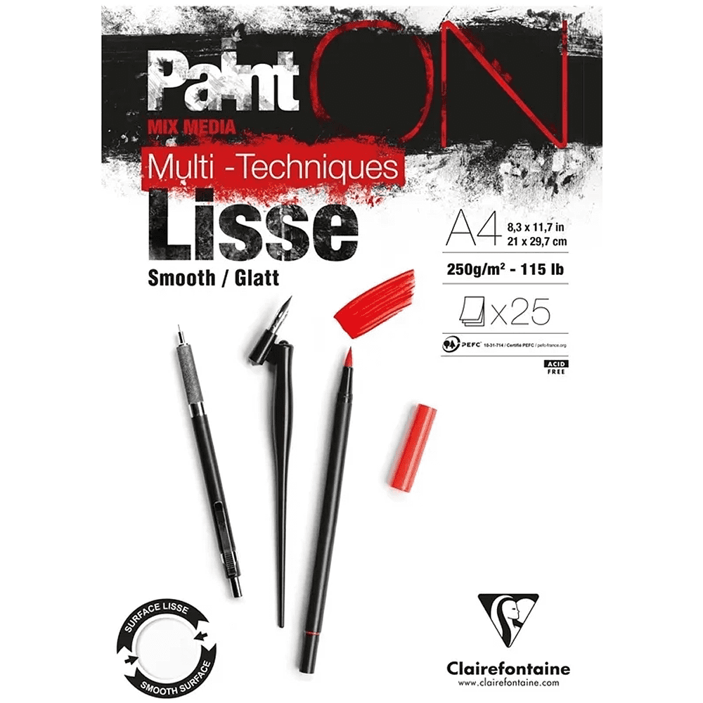 Блок-склейка "Paint'On", А4, 250г/м2, 25 листов, белая бумага