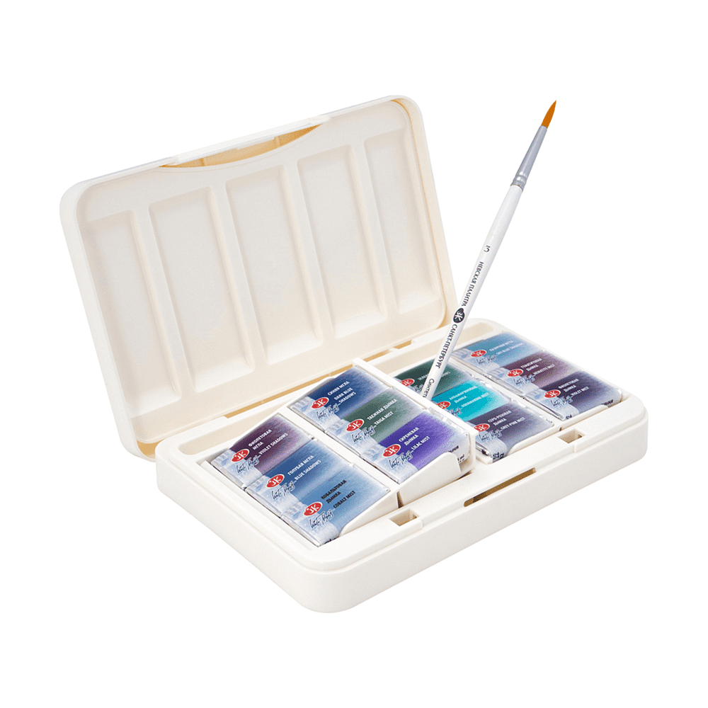 Краски акварельные "Белые ночи грануляция", 12 цветов, кюветы - 3