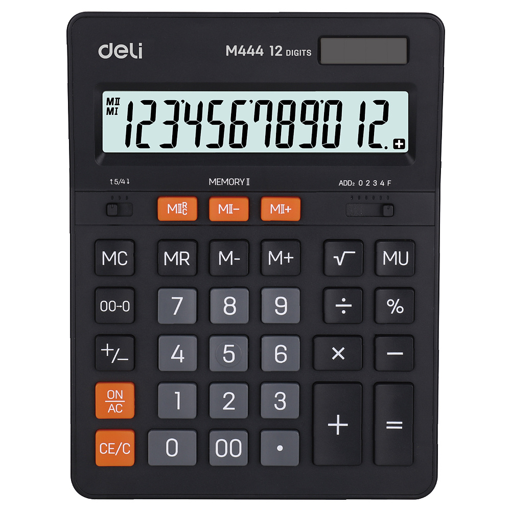 Калькулятор настольный Deli "М444", 12-разрядный, черный