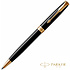 Ручка шариковая автоматическая Parker "Sonnet Lacquer Deep Black GT", 0.7 мм, черный, золотистый, стерж. черный