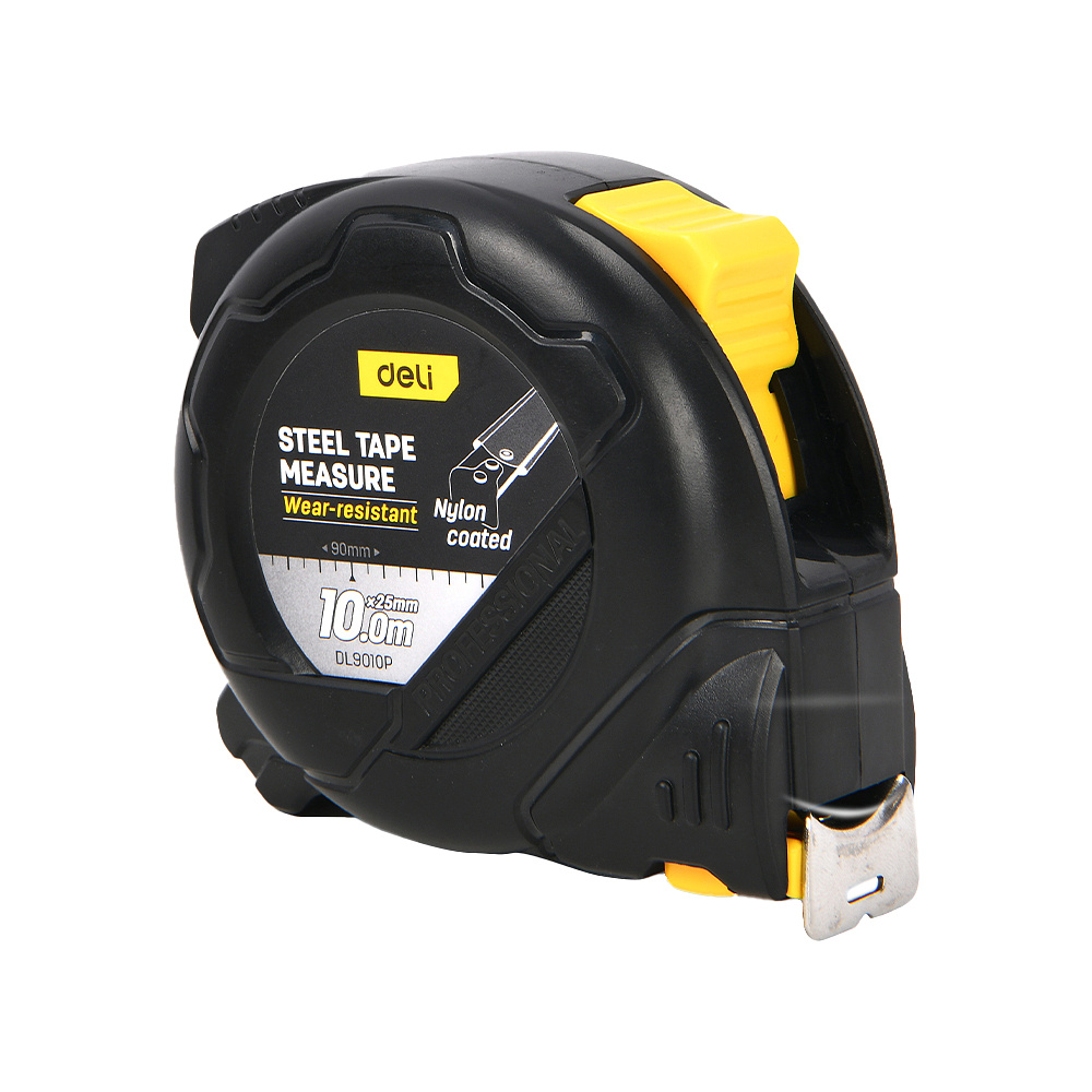 Рулетка "Deli 9010P", 10 м, черный, желтый