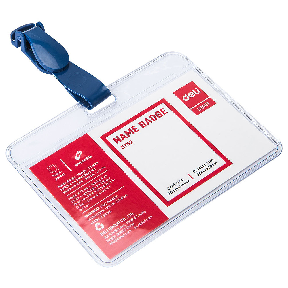 Бейдж на ремешке с клипсой, 90x54 мм, 50 шт/упак, прозрачный - 2