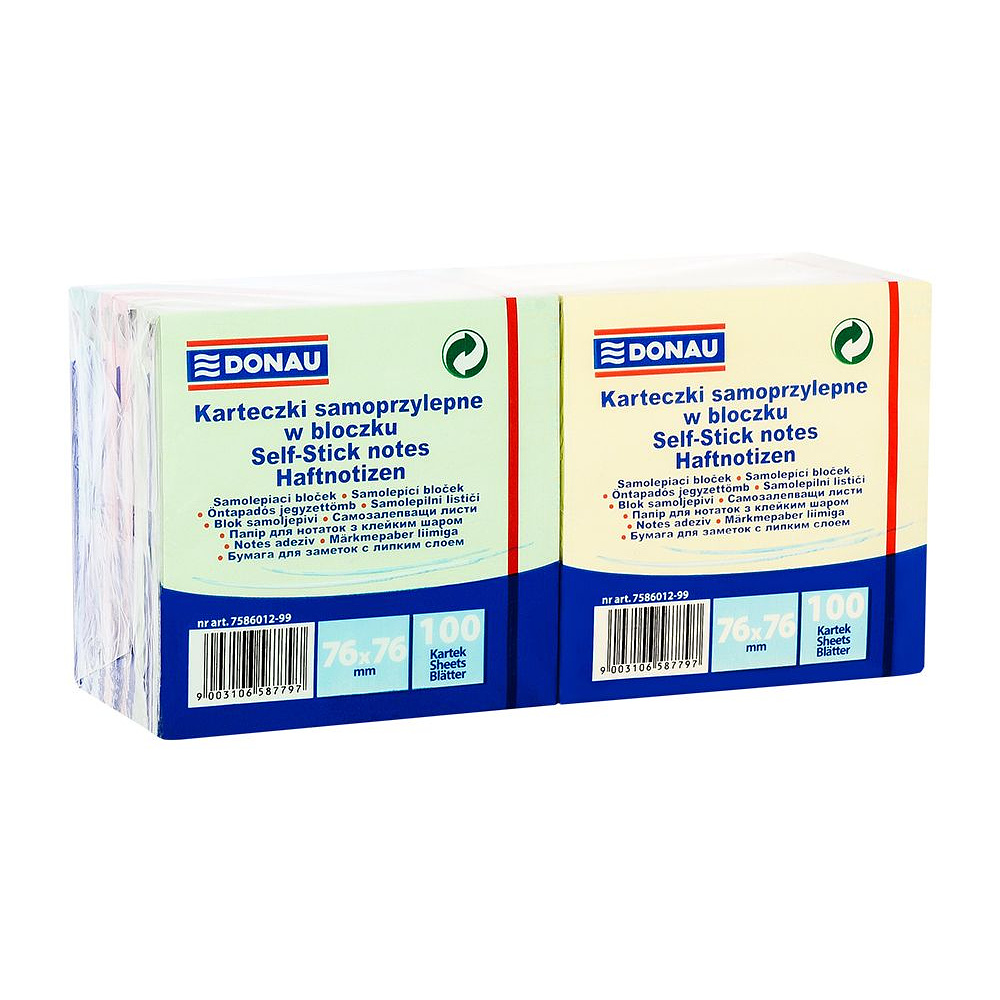 Бумага для заметок "Donau", 76x76 мм, 1200 листов, ассорти пастель