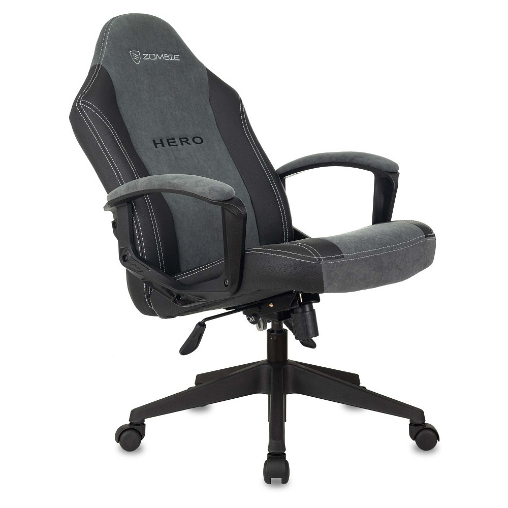 Кресло игровое Бюрократ "Zombie Hero", ткань, экокожа, пластик, серый - 6