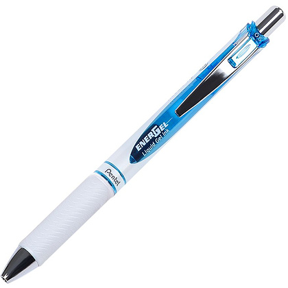Ручка-роллер "Ener Gel BLN75W", 0.5 мм, белый, синий, стерж. синий
