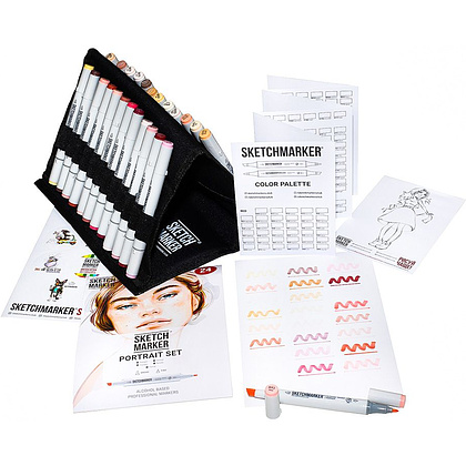 Набор маркеров перманентных двусторонних "Sketchmarker Portrait Set", 24 шт. - 2