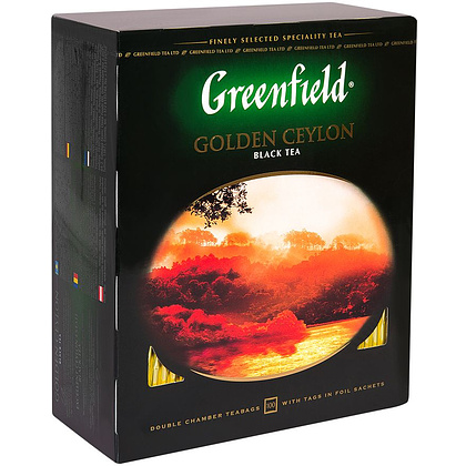 Чай "Greenfield" Golden Ceylon, 100 пакетиков x2 г, черный