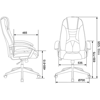 Кресло игровое Бюрократ "Zombie 8", экокожа, пластик, черный, оранжевый - 6