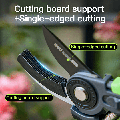 Секатор садовый Deli GS EDL-YL0005, 216 мм, SK5, контактный, черный - 4