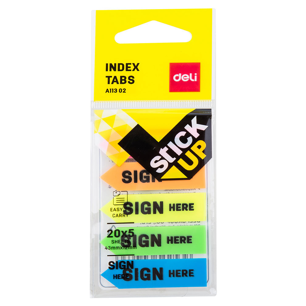 Закладки клейкие "Deli", 44x12 мм, 100 шт, ассорти