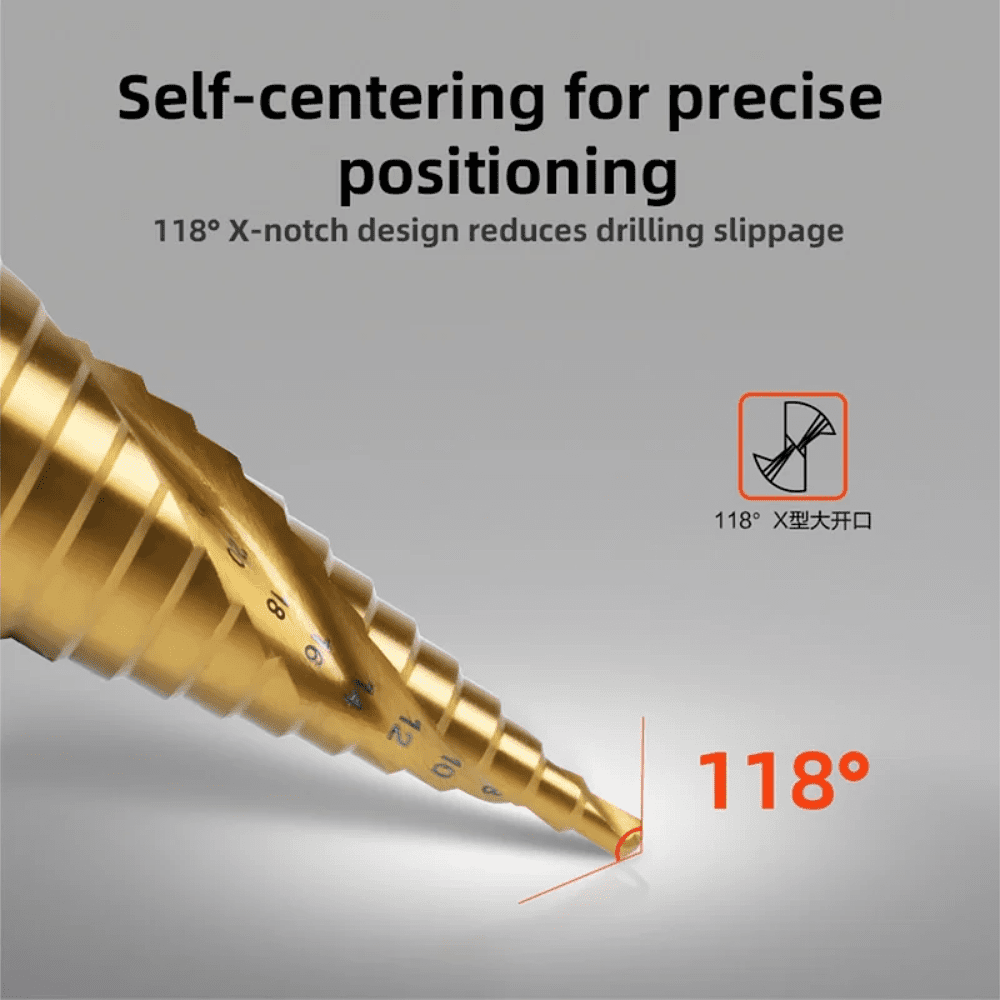 Сверло ступенчатое по металлу Deli YS EDH-JTZ032-E2, 4-32 мм, HEX 1/4" - 2