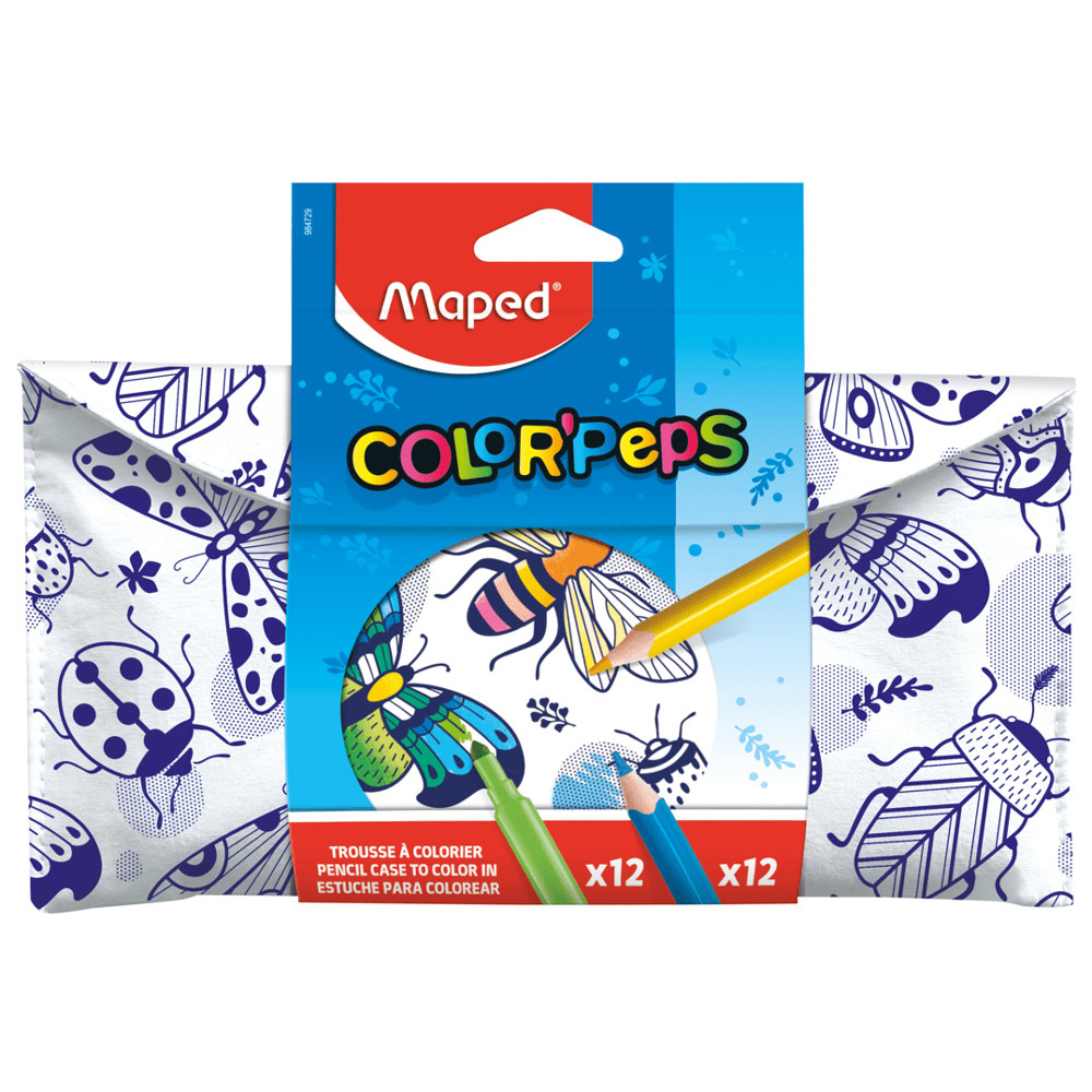 Пенал Maped "Colorpeps", 1 отделение, с наполнением, белый, синий