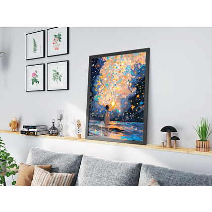 Картина по номерам "Девочка со звёздами" - 6