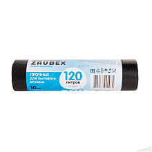 Мешки для мусора ПНД "Zaubex", 15 мкм, 120 л, 10 шт/рулон, черный