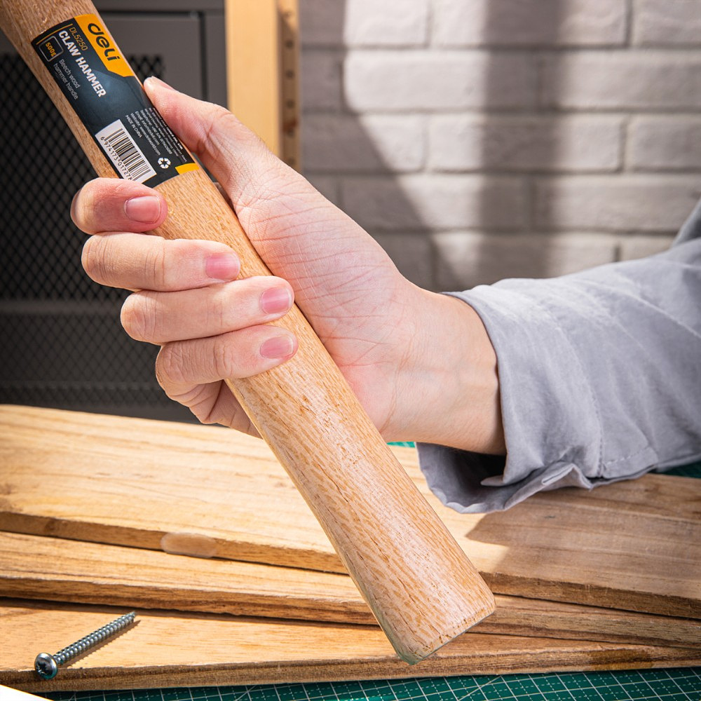 Молоток-гвоздодер Deli YS EDL5250, 0,5 кг, деревянная рукоятка - 7
