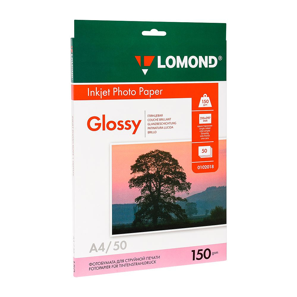 Фотобумага глянцевая для струйной фотопечати "Lomond", А4, 50 листов, 150 г/м2
