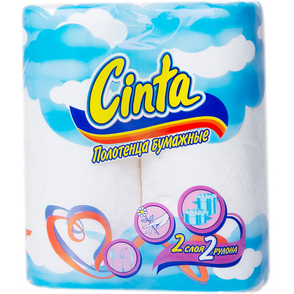 Полотенца бумажные "Cinta", 2 рулона, 2 слоя, белый