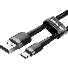 Кабель Baseus CATKLF-CG1, USB to Type-C, 2 м, Gray+Black