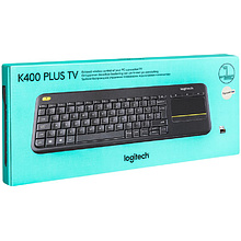 Клавиатура Logitech "Wireless Touch Keybord K400 plus", радио, беспроводная, черный