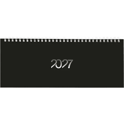 Планинг датированный "Black style" на 2027 год, 285х112 мм, 128 страниц, линейка, черный