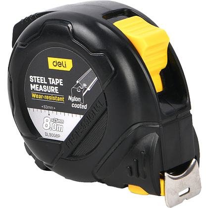 Рулетка "Deli 9008P" 8 м, черный, желтый