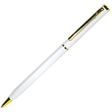 Ручка шариковая автоматическая "Slim", 1.0 мм, глянцевый белый, золотистый, стерж. синий