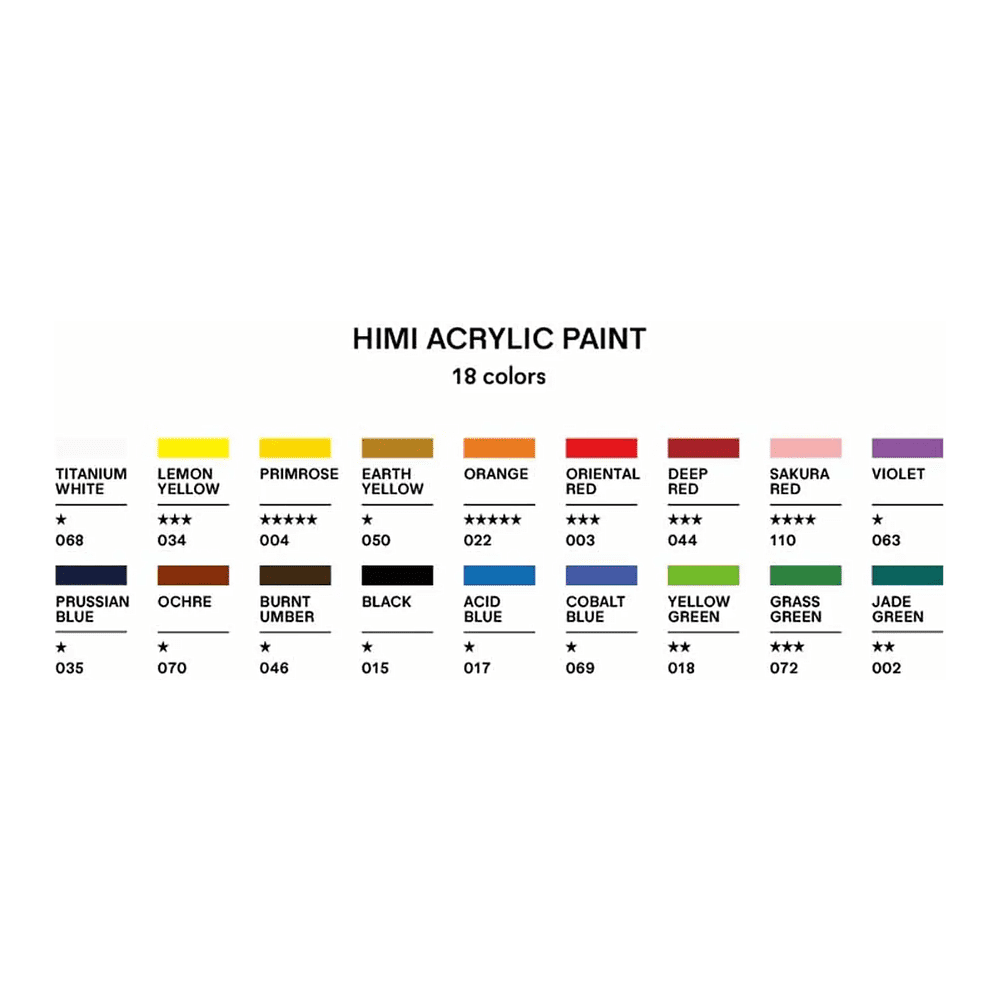 Краски акриловые "Himi.New vision", 18 цветов, тубы - 9