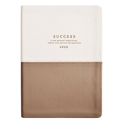 Ежедневник датированный "Success" на 2026 год, А5, 352 страницы, белый, бежевый