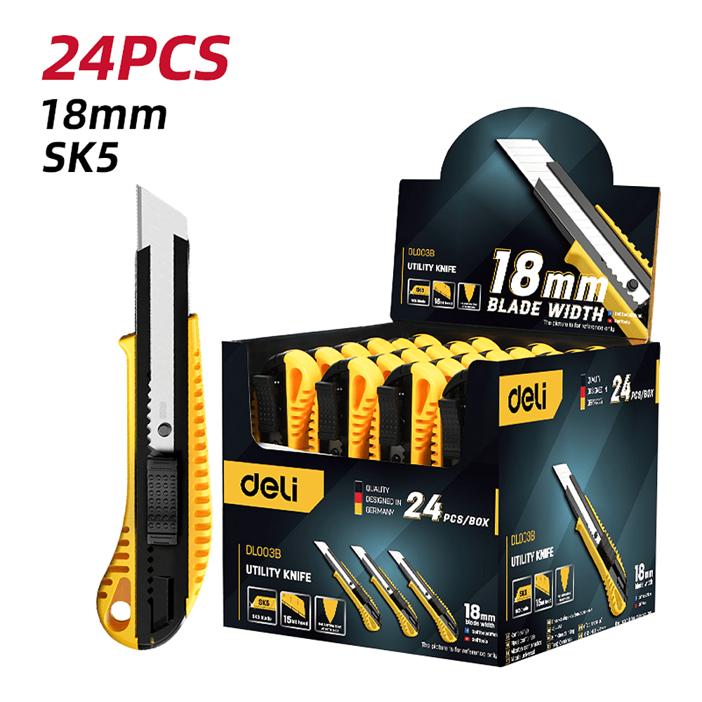 Нож универсальный "Deli DL003B", 18 мм, усиленный, 24 штуки в упаковке - 6
