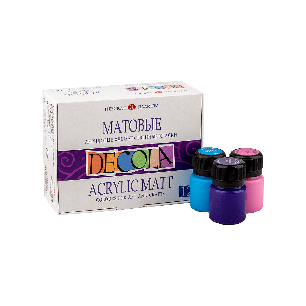 Краска акриловая матовая "Декола", набор 12 цветов, 20 мл, банки - 2