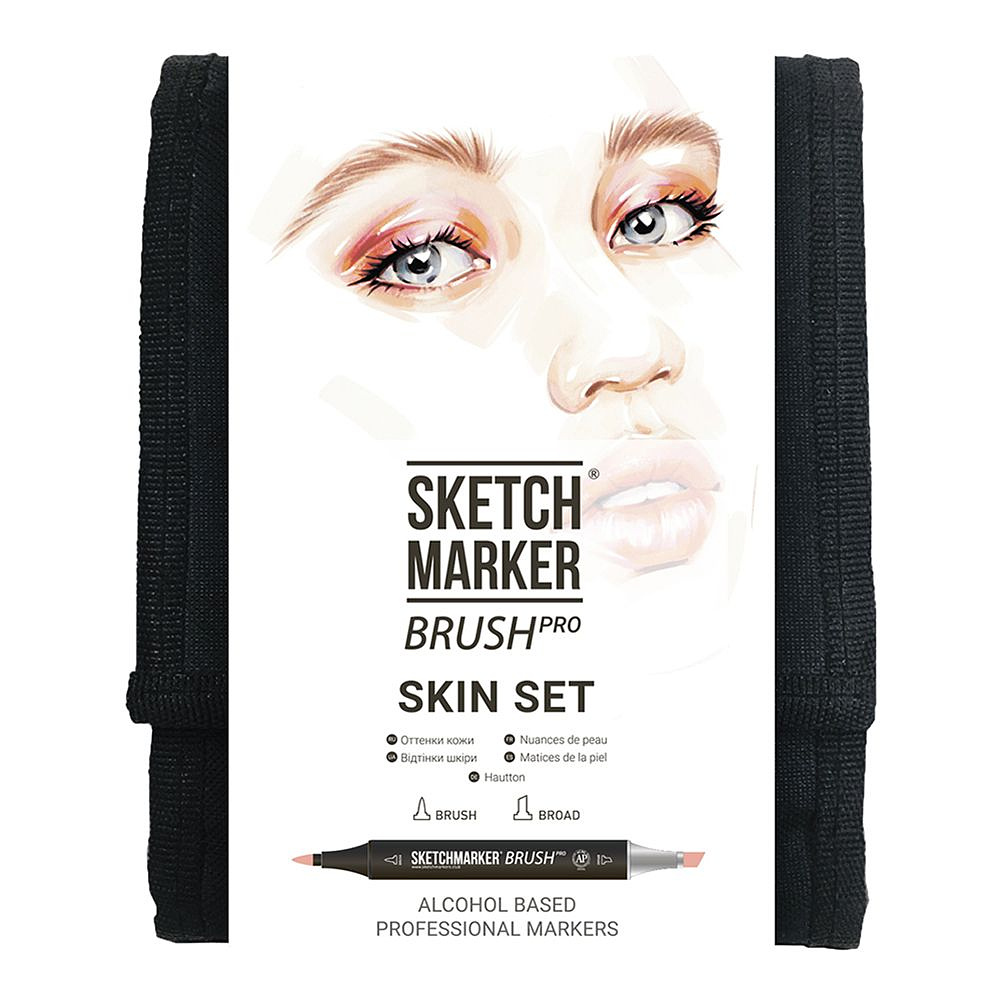 Набор маркеров перманентных двусторонних "Sketchmarker BRUSH Skin Set", 12 шт.