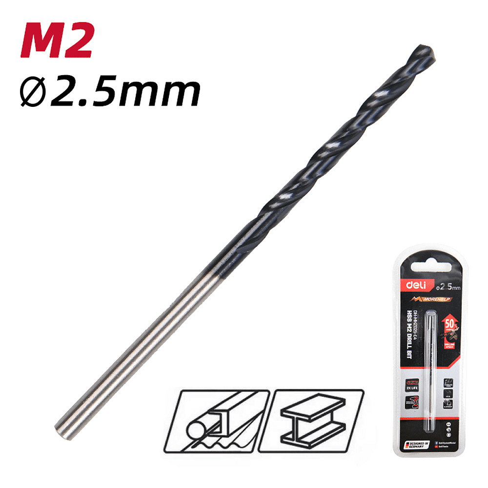 Сверло по металлу Deli RS EDH-MHZ025-E4, 2.5 мм, DIN 338, HSS-TiN - 3