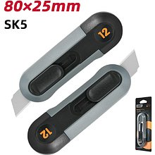 Нож строительный Deli HS EHT4007, 80x25 мм, Soft Touch, черный