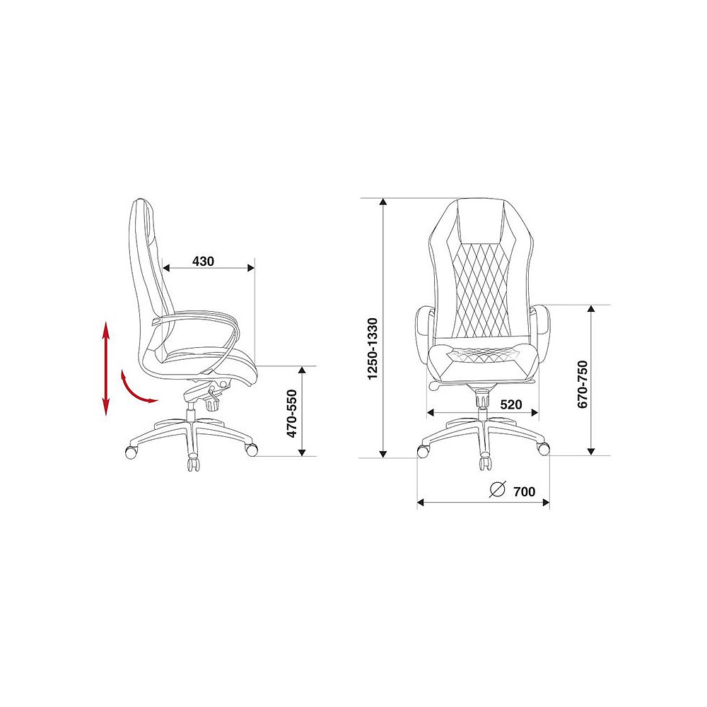 Кресло для руководителя "Бюрократ AURA", кожа, металл, коричневый - 5