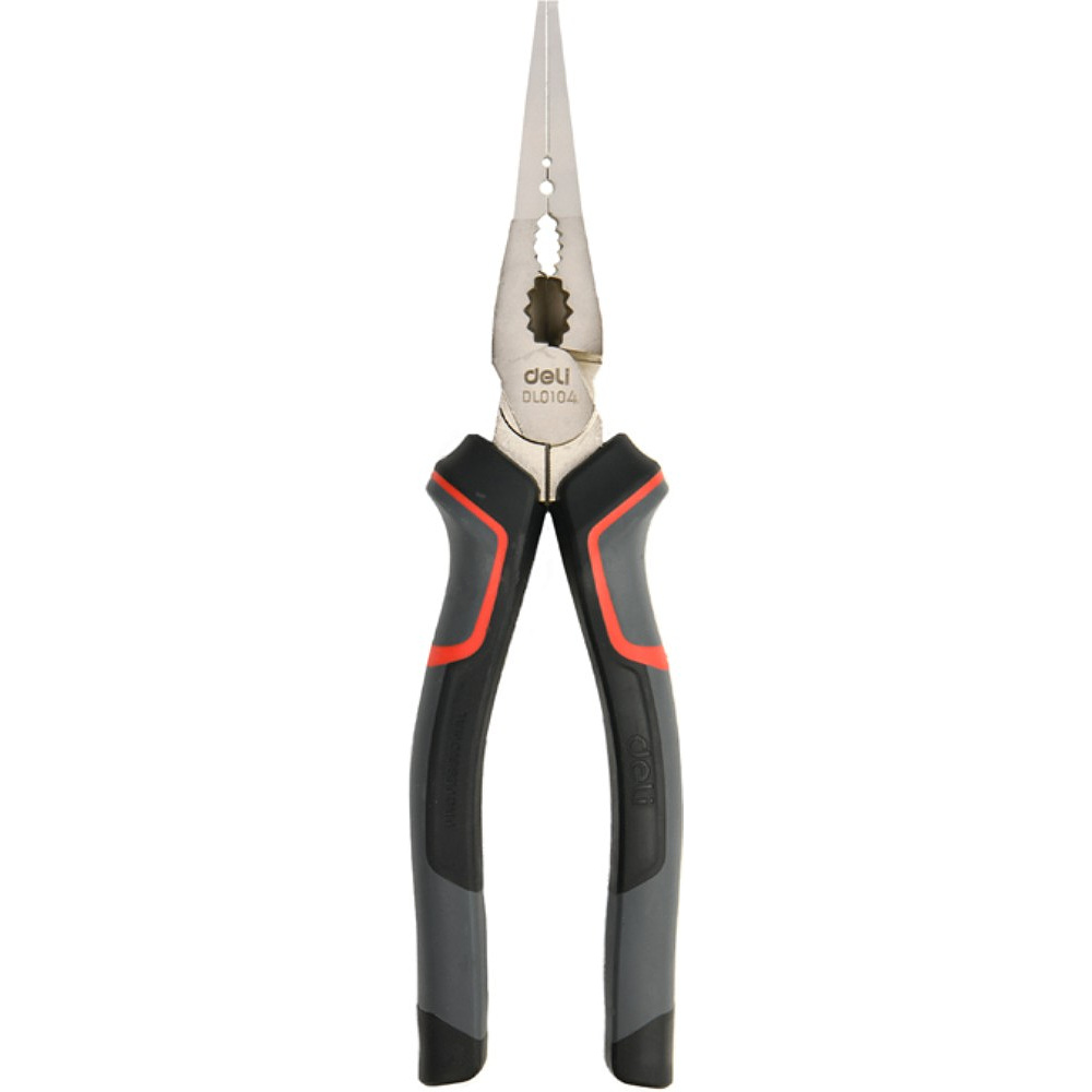 Длинногубцы Deli RS EDL0104, 200 мм, черный, красный