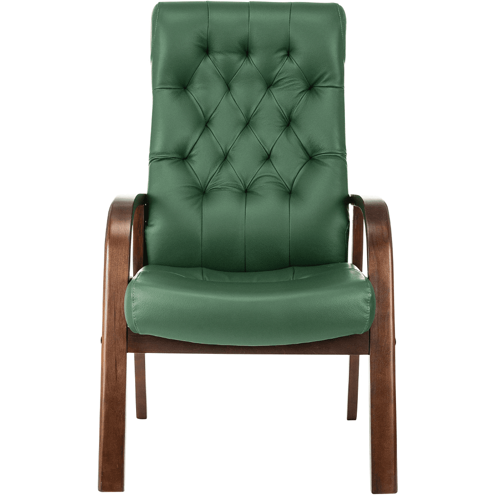 Кресло Бюрократ T-9928WALNUT-CF, натуральная  кожа, зеленый, каркас дерево  - 2