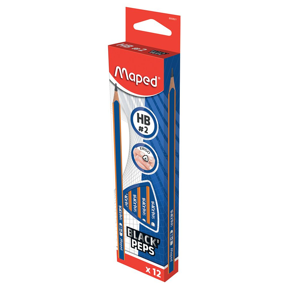 Карандаш простой Maped "Navy", HB, без ластика, синий, оранжевый - 2