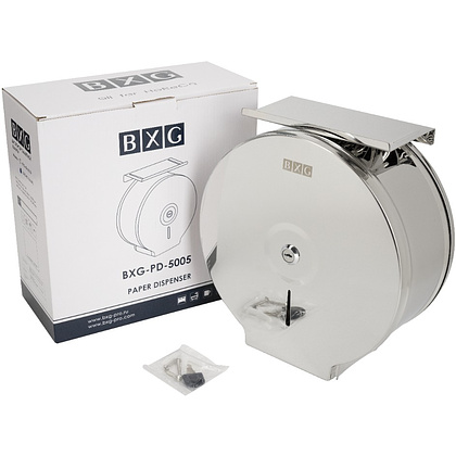 Диспенсер для туалетной бумаги в больших и средних рулонах BXG-PD-5005AС, металл, серебристый, глянцевый - 8