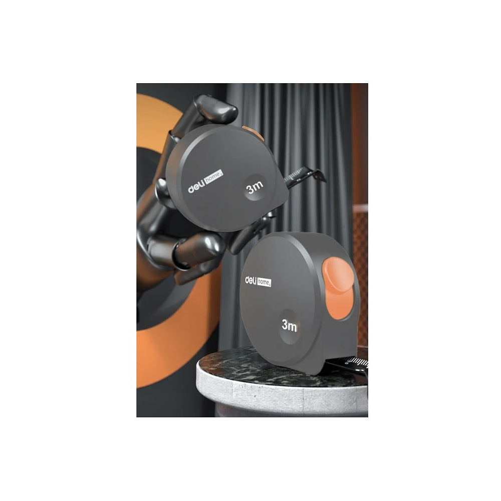Рулетка Deli HS HT8316C, 3м х 16 мм, Soft Touch, оранжевый - 5