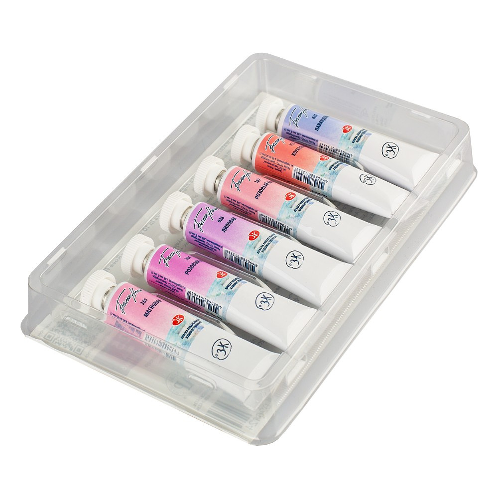 Краски акварельные "Белые ночи розовые цветы", набор 6 цветов, тубы - 5