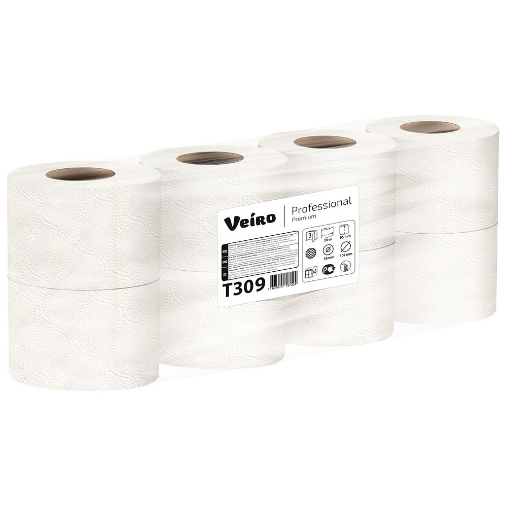 Бумага туалетная Veiro Professional Premium, 3 слоя, 8 рулонов - 3