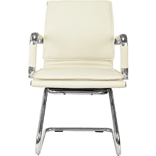 Кресло на полозьях "Бюрократ Ch-993-Low-V", экокожа, слоновая кость, металл хром