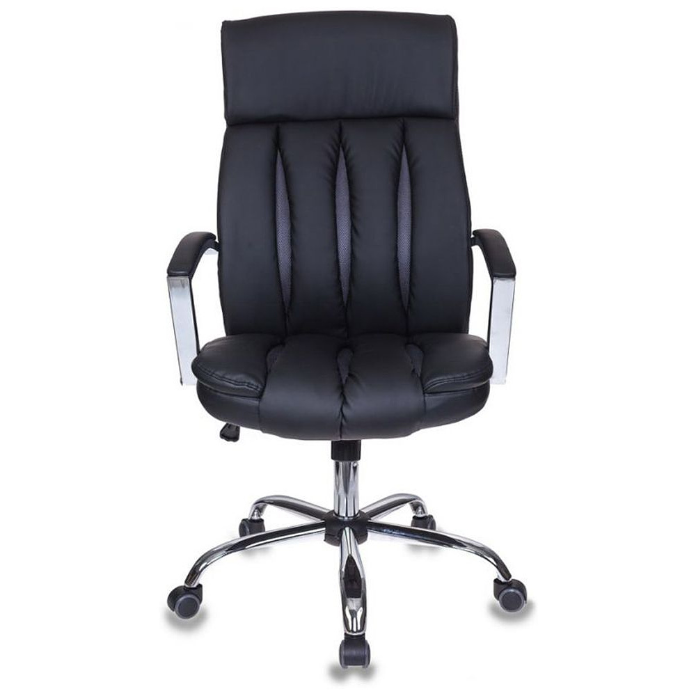 Кресло для руководителя "Бюрократ T-8000SL", кожзам, хром, черный, серый - 2