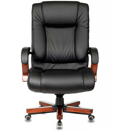 Кресло для руководителя Бюрократ "T-9925WALNUT", кожа, дерево, черный - 2