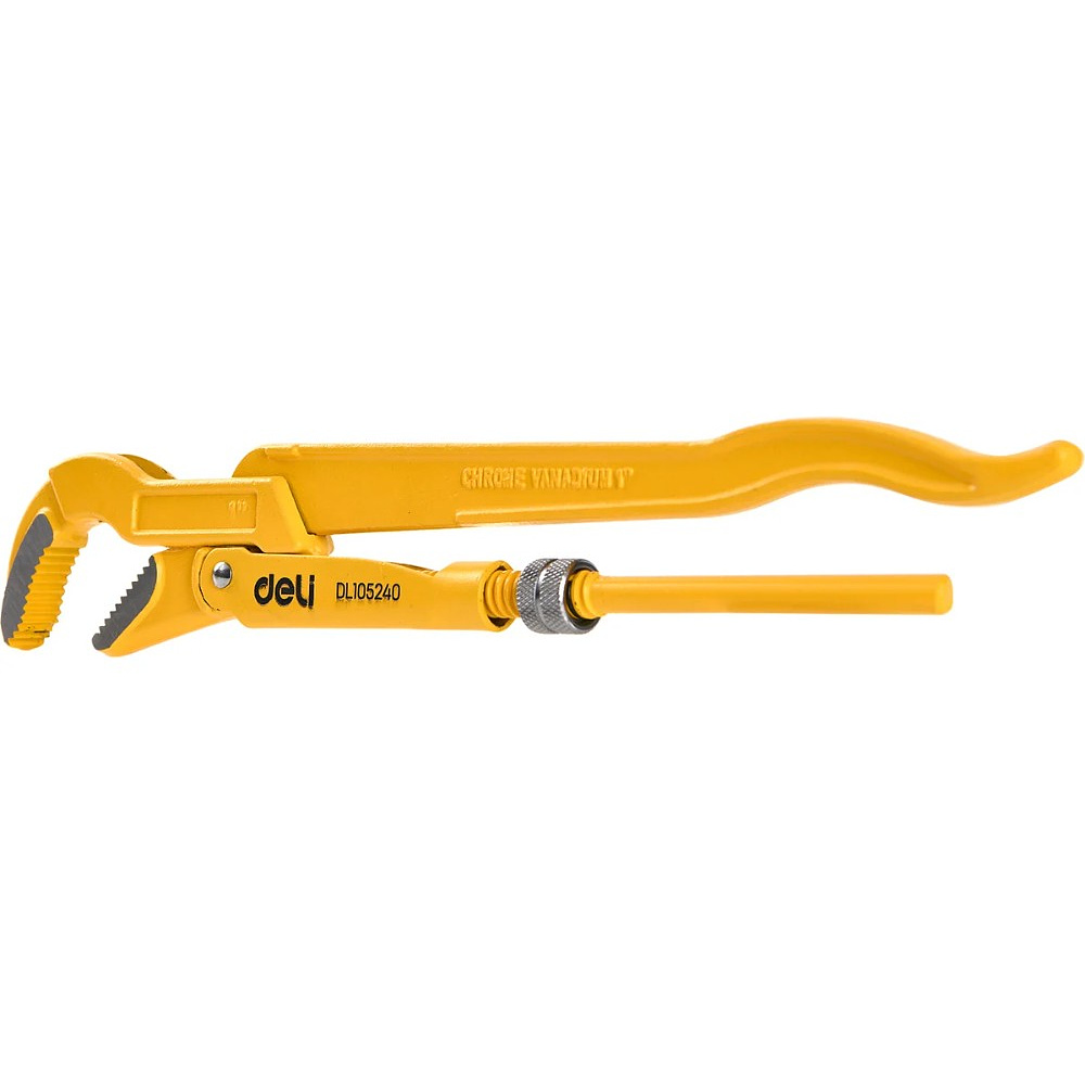 Ключ трубный Deli YS EDL105240 1", тип S, раскрытие губок 40 мм, желтый - 3