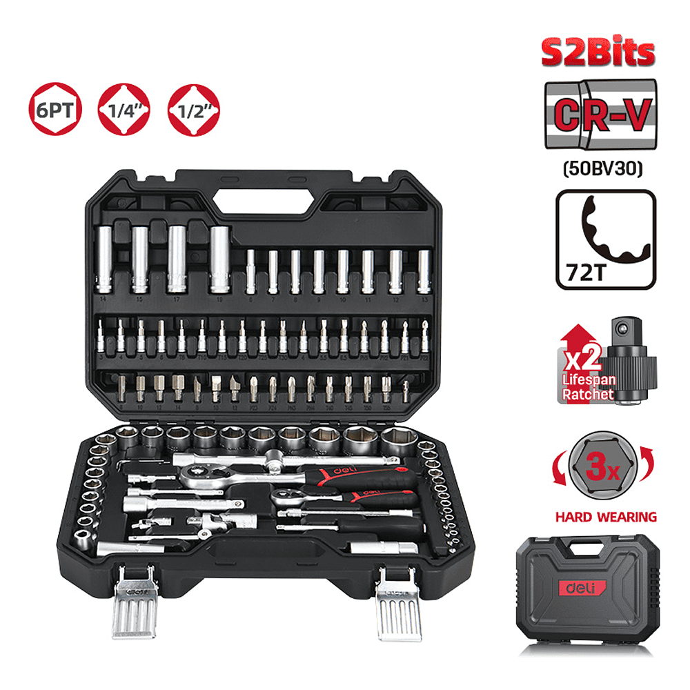 Набор инструмента 1/4", 1/2" Deli RS EDQ44094, 94 предмета - 9