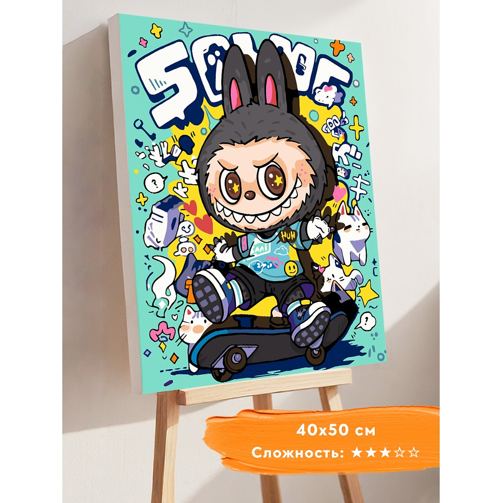 Картина по номерам "Лабубу скейтер бирюзовый" - 2