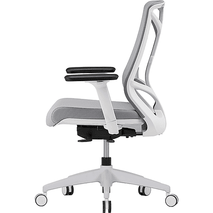 Кресло для руководителя "Nature II", каркас белый,ткань серая,3D подлокотники - 3